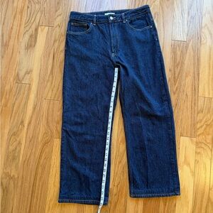 Zara women dark wash jean relaxed fit high waisted - 26 inseam